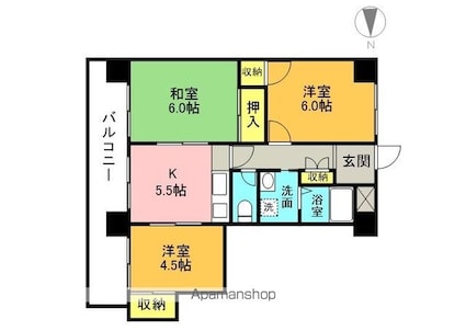 プレアール枝松[3K/61.6m2]の間取図