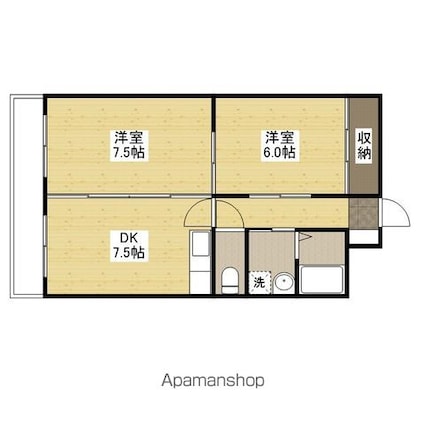 ベルマーレ大芝[2DK/50.22m2]の間取図
