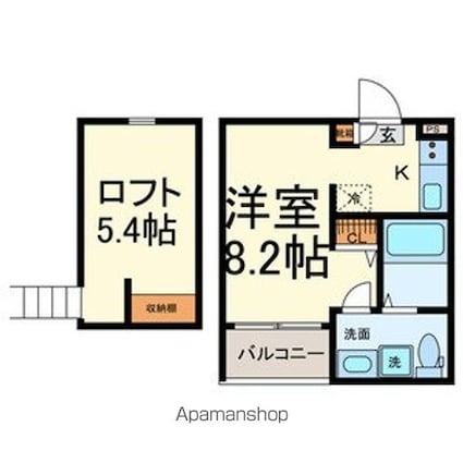 ＲｏＲｏつゆはし[1R/19.55m2]の間取図
