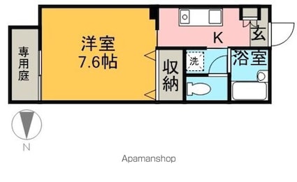 フォブールＭ[1K/24.02m2]の間取図