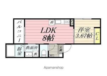 ソーサリー柏木[1LDK/28.84m2]の間取図