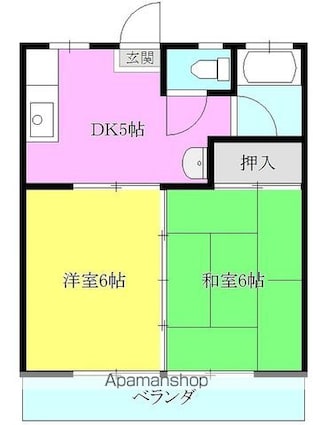 サンハイツ８８[2DK/34.78m2]の間取図