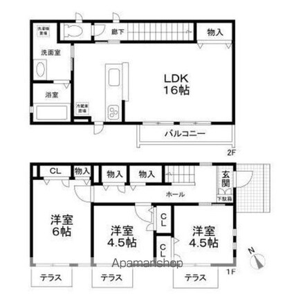 尾山台１丁目戸建てＡ棟[3LDK/81.14m2]の間取図