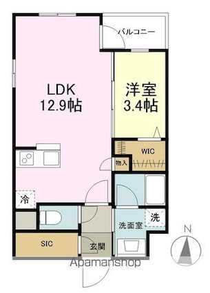 ＶＩＬＬＡ北五番丁[1LDK/40.34m2]の間取図