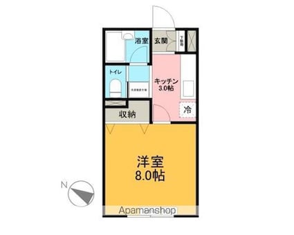 ベルシティメモリーズＩ[1K/26.49m2]の間取図