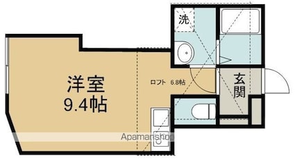 リブコート霞ヶ関[1R/23.36m2]の間取図