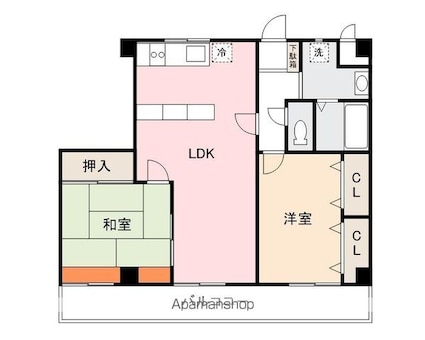 香川県高松市牟礼町牟礼[2LDK/58.59m2]の間取図