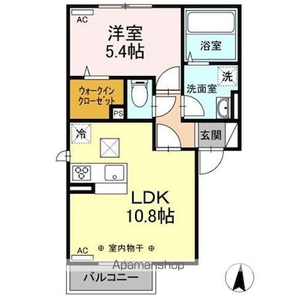ソレアード[1LDK/40.43m2]の間取図