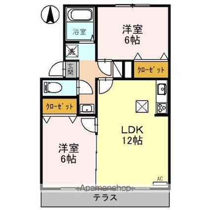 レークハイツ伊庭　ＩＩ[2LDK/54.52m2]の間取図