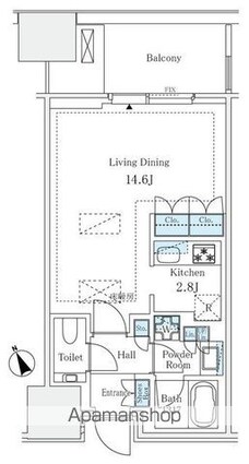 麻布台ヒルズレジデンスＢ棟[1R/43.58m2]の間取図