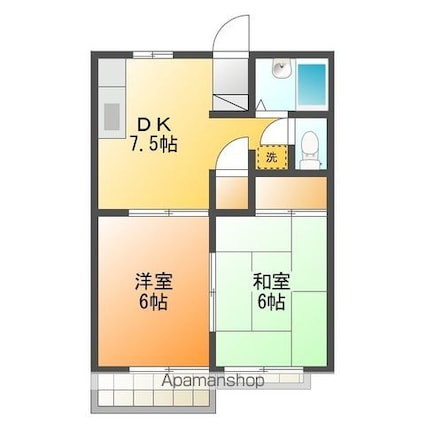 サンハイツ[2DK/39.6m2]の間取図