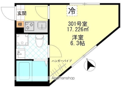 Ｇａｒｄｅｎｓ小金井[1K/17.22m2]の間取図