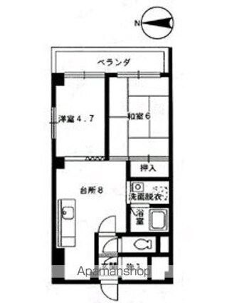 竹の塚ハイツ[2DK/44.1m2]の間取図