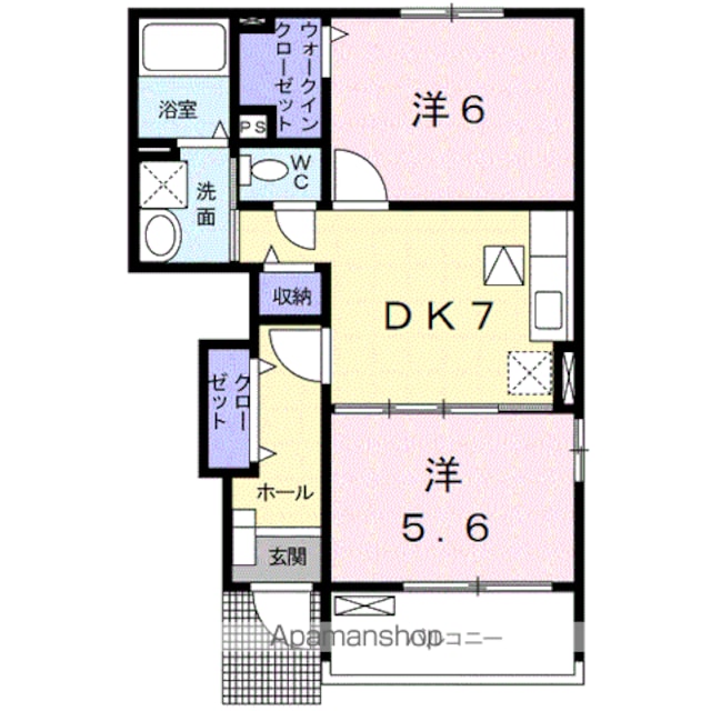 和歌山県和歌山市西高松２丁目[2DK/46.22m2]の間取図
