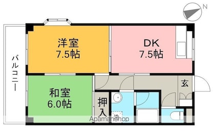 あざみのスクエアⅡ[2DK/48.95m2]の間取図