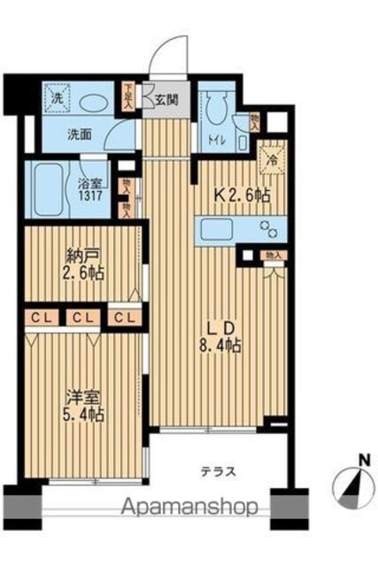 クリオ上野毛ラ・モード[1SLDK/45.92m2]の間取図