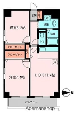 ドゥエル木場公園[2LDK/57m2]の間取図