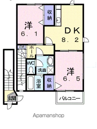 メゾングレース　Ｂ[2DK/54.32m2]の間取図