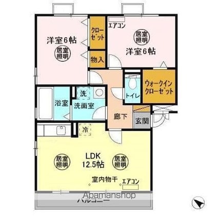 レジデンス　ヒルズ[2LDK/60.88m2]の間取図