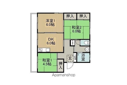 山田レジデンス[3DK/56m2]の間取図