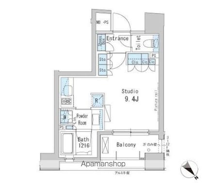 パークアクシス茅場町[1R/26.84m2]の間取図