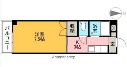 グランドハイム小坂[1K/23.94m2]の間取図