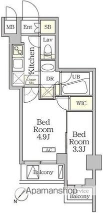 アジールコート池尻大橋[2K/25.15m2]の間取図