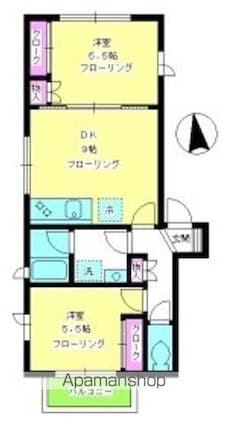 ドミール柿の木坂[2DK/47.61m2]の間取図