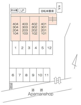 アルフィーネ国宗[1K/21.89m2]の配置図