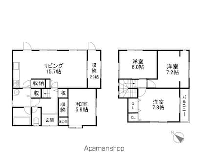 北町屋町貸家[4SLDK/102.1m2]の間取図