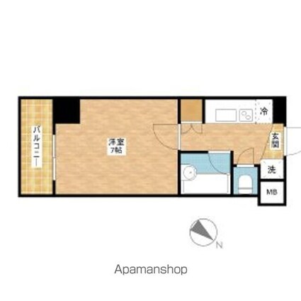 ルーブル北新宿[1K/20.44m2]の間取図