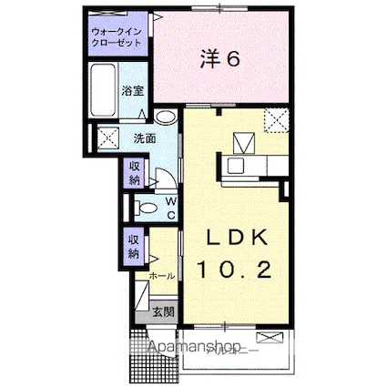 カーサ　デ　ベラーノⅠ[1LDK/44.21m2]の間取図