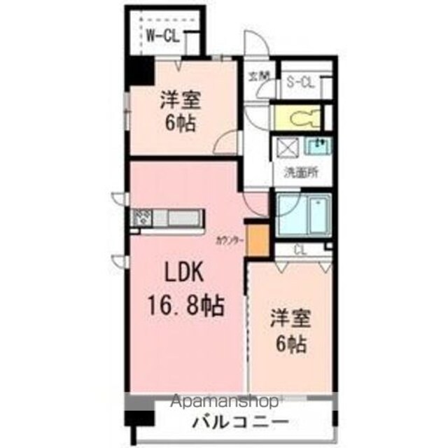 ハピネス城北[2LDK/62.96m2]の間取図