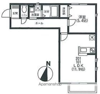 Ｂｏａｓｏｒｔｅ　Ｏｋｕｓａｗａ　ボアソルチ奥沢[1LDK/41.12m2]の間取図