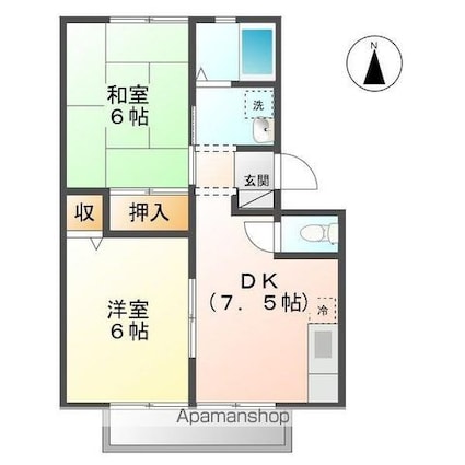 ジュネパレス東福山Ａ[2DK/45.34m2]の間取図