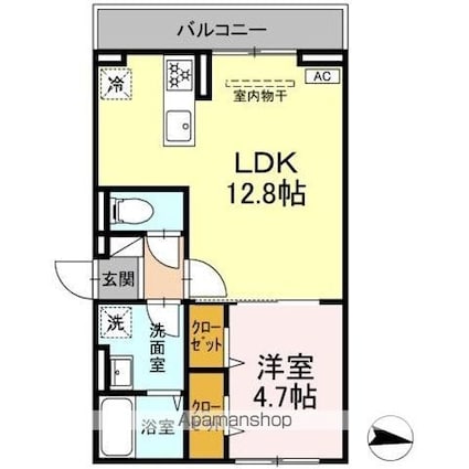 コーポ陽だまりⅡ[1LDK/41.68m2]の間取図