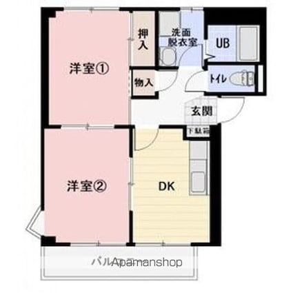 メゾーネ・ハナムラ[2DK/43.69m2]の間取図