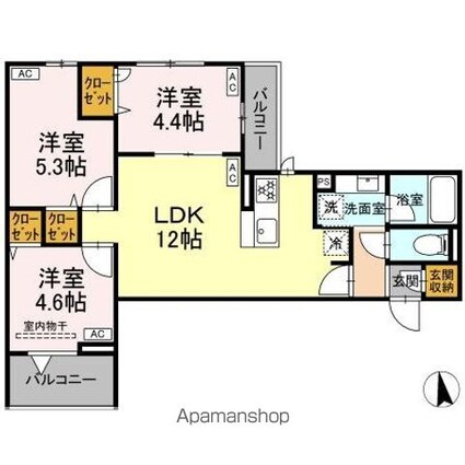 セレスティア岡本[3LDK/56.91m2]の間取図