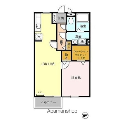 クレッセントガーデン[1LDK/45.04m2]の間取図