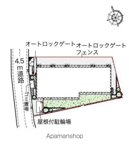 レオネクストグリーンハイツ３号[1K/21.65m2]の配置図