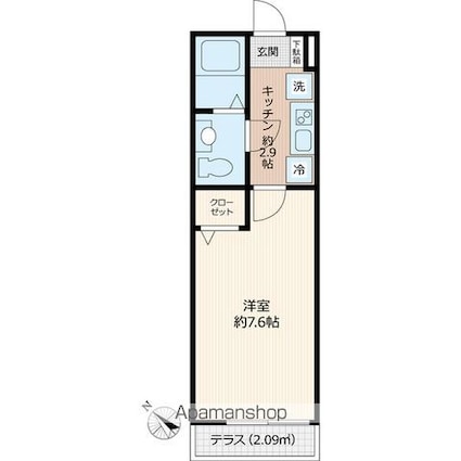 千葉県市川市湊[1K/22.36m2]の間取図