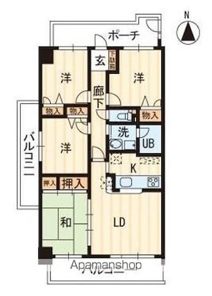 サーパス木太公園[4LDK/80.5m2]の間取図