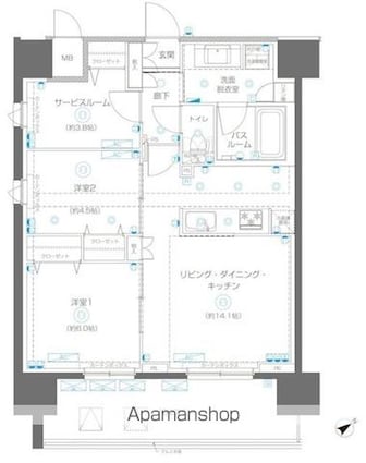 アルファレジデンシア南千住[2SLDK/64.49m2]の間取図