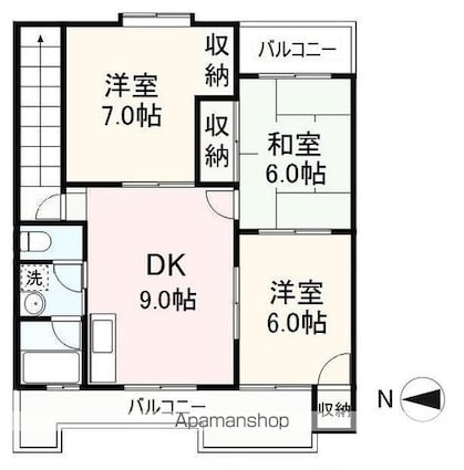 香川県高松市花ノ宮町２丁目[3DK/58.17m2]の間取図