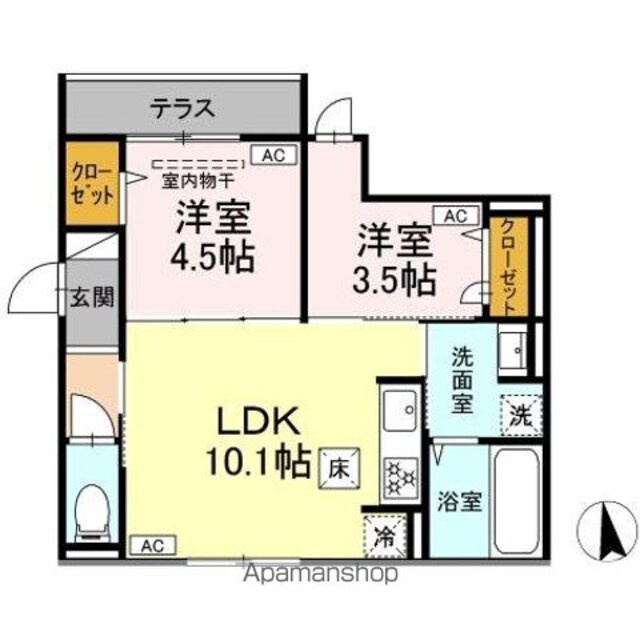セレスティア豊島Ｓ[2LDK/44.71m2]の間取図