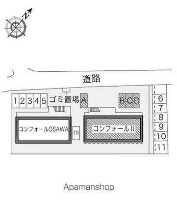 レオパレスコンフォールⅡ[1K/22.35m2]の配置図