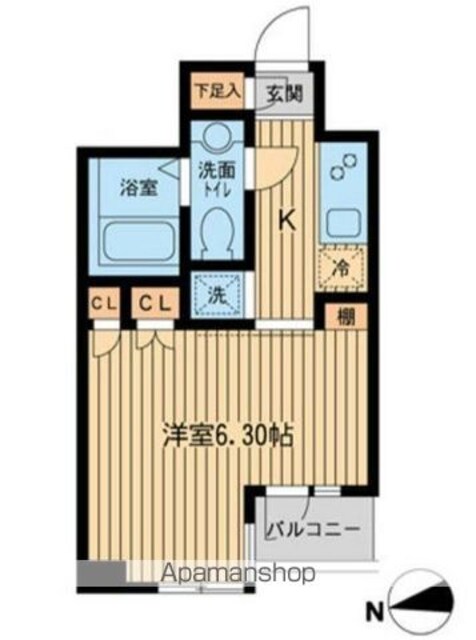 ＫＤＸレジデンス東新宿[1K/21.36m2]の間取図