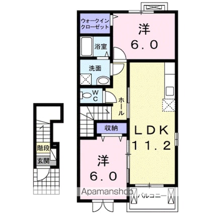ｔｉｅｓ　ｔｅｎｐｏｉｎｔ[2LDK/57.21m2]の間取図