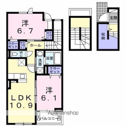 カーサ・エスカリエ[2LDK/66.02m2]の間取図