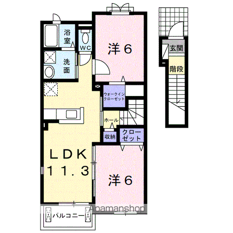 和歌山市中之島のアパートの間取り